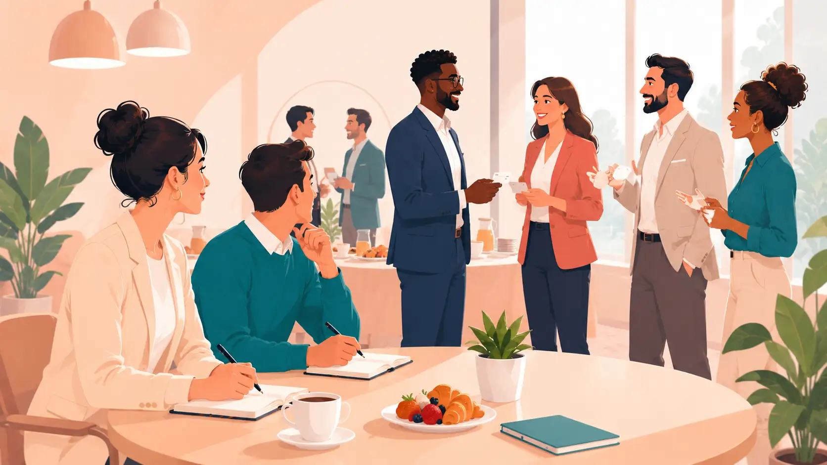 Rencontre professionnelle dans un espace moderne